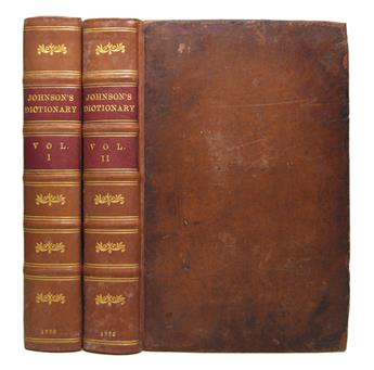 JOHNSON, SAMUEL. A Dictionary of the English Language.  2 vols.  1770.  With the 1771 bookplates of Prince George and Prince Frederick.